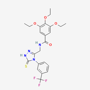 molecular formula C23H25F3N4O4S B2357334 3,4,5-triethoxy-N-[[5-sulfanylidene-4-[3-(trifluoromethyl)phenyl]-1H-1,2,4-triazol-3-yl]methyl]benzamide CAS No. 391887-77-7