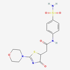 molecular formula C15H18N4O5S2 B2357349 2-(2-吗啉-4-氧代-4,5-二氢噻唑-5-基)-N-(4-磺酰基苯基)乙酰胺 CAS No. 1010882-66-2