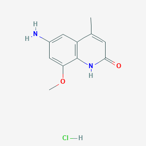 molecular formula C11H13ClN2O2 B2357363 Chlorhydrate de 6-amino-8-méthoxy-4-méthyl-1,2-dihydroquinolin-2-one CAS No. 1782726-91-3