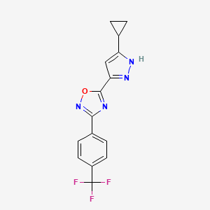 molecular formula C15H11F3N4O B2357369 5-(3-环丙基-1H-吡唑-5-基)-3-(4-(三氟甲基)苯基)-1,2,4-恶二唑 CAS No. 1192572-11-4