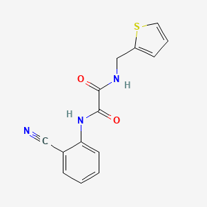 molecular formula C14H11N3O2S B2357376 N'-(2-氰基苯基)-N-(噻吩-2-基甲基)草酰胺 CAS No. 898350-04-4