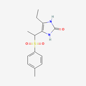 molecular formula C14H18N2O3S B2357393 4-乙基-5-{1-[(4-甲基苯基)磺酰基]乙基}-1,3-二氢-2H-咪唑-2-酮 CAS No. 282109-06-2