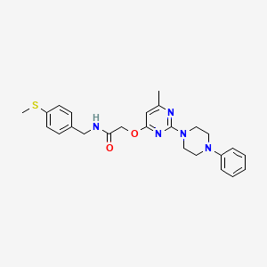 molecular formula C25H29N5O2S B2357398 2-[{[6-甲基-2-(4-苯基哌嗪-1-基)嘧啶-4-基]氧基}-N-[4-(甲硫基)苄基]乙酰胺 CAS No. 1031962-54-5