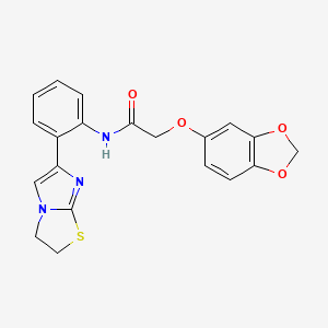 molecular formula C20H17N3O4S B2357405 2-(benzo[d][1,3]dioxol-5-yloxy)-N-(2-(2,3-dihydroimidazo[2,1-b]thiazol-6-yl)phenyl)acetamide CAS No. 2034289-22-8