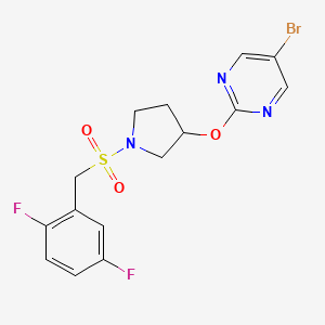 molecular formula C15H14BrF2N3O3S B2357412 5-Bromo-2-({1-[(2,5-difluorophenyl)methanesulfonyl]pyrrolidin-3-yl}oxy)pyrimidine CAS No. 2097891-62-6