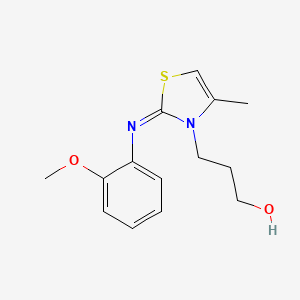 molecular formula C14H18N2O2S B2357425 (Z)-3-(2-((2-methoxyphenyl)imino)-4-methylthiazol-3(2H)-yl)propan-1-ol CAS No. 905769-26-8