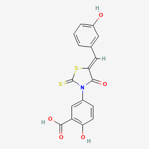 2-hydroxy-5-[(5Z)-5-[(3-hydroxyphenyl)methylidene]-4-oxo-2-sulfanylidene-1,3-thiazolidin-3-yl]benzoic acid