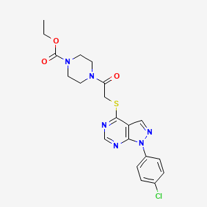 molecular formula C20H21ClN6O3S B2357431 ethyl 4-(2-((1-(4-chlorophenyl)-1H-pyrazolo[3,4-d]pyrimidin-4-yl)thio)acetyl)piperazine-1-carboxylate CAS No. 887223-08-7