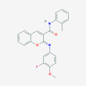 (2Z)-2-[(3-fluoro-4-methoxyphenyl)imino]-N-(2-methylphenyl)-2H-chromene-3-carboxamide