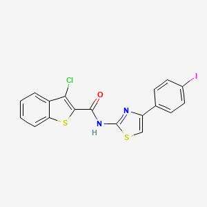 molecular formula C18H10ClIN2OS2 B2357440 3-氯-N-[4-(4-碘苯基)-1,3-噻唑-2-基]-1-苯并噻吩-2-甲酰胺 CAS No. 330201-97-3