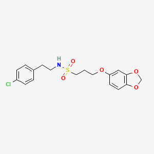 molecular formula C18H20ClNO5S B2357444 3-(ベンゾ[d][1,3]ジオキソール-5-イルオキシ)-N-(4-クロロフェネチル)プロパン-1-スルホンアミド CAS No. 946286-30-2