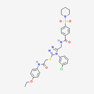 N-((4-(3-chlorophenyl)-5-((2-((4-ethoxyphenyl)amino)-2-oxoethyl)thio)-4H-1,2,4-triazol-3-yl)methyl)-4-(piperidin-1-ylsulfonyl)benzamide