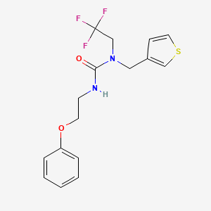 molecular formula C16H17F3N2O2S B2357456 3-(2-Phenoxyethyl)-1-(thiophen-3-ylmethyl)-1-(2,2,2-trifluoroethyl)urea CAS No. 1396860-42-6