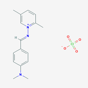 molecular formula C16H20ClN3O4 B235746 2,5-Dimethyl-1-(((4-(dimethylamino)phenyl)methylene)amino)pyridinium perchlorate CAS No. 145234-97-5