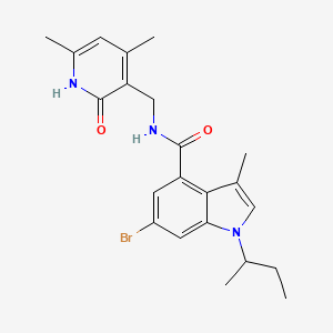 molecular formula C22H26BrN3O2 B2357471 6-溴-1-(仲丁基)-N-((4,6-二甲基-2-氧代-1,2-二氢吡啶-3-基)甲基)-3-甲基-1H-吲哚-4-甲酰胺 CAS No. 1346574-53-5