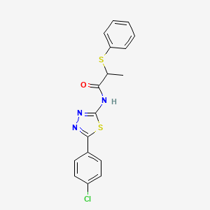 molecular formula C17H14ClN3OS2 B2357479 N-(5-(4-氯苯基)-1,3,4-噻二唑-2-基)-2-(苯硫基)丙酰胺 CAS No. 394234-19-6
