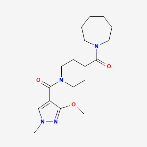 molecular formula C18H28N4O3 B2357491 azepan-1-yl(1-(3-methoxy-1-methyl-1H-pyrazole-4-carbonyl)piperidin-4-yl)methanone CAS No. 1226440-77-2