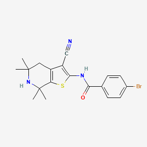 4-bromo-N-(3-cyano-5,5,7,7-tetramethyl-4,6-dihydrothieno[2,3-c]pyridin-2-yl)benzamide