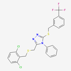 molecular formula C24H18Cl2F3N3S2 B2357505 3-[(2,6-二氯苯基)甲硫基甲基]-4-苯基-5-[[3-(三氟甲基)苯基]甲硫基]-1,2,4-三唑 CAS No. 344271-54-1