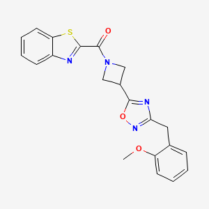 molecular formula C21H18N4O3S B2357509 Benzo[d]thiazol-2-yl(3-(3-(2-methoxybenzyl)-1,2,4-oxadiazol-5-yl)azetidin-1-yl)methanone CAS No. 1396806-65-7