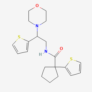 molecular formula C20H26N2O2S2 B2357510 N-(2-morpholino-2-(thiophen-2-yl)ethyl)-1-(thiophen-2-yl)cyclopentanecarboxamide CAS No. 1209572-16-6