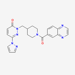 molecular formula C22H21N7O2 B2357513 6-(1H-pyrazol-1-yl)-2-{[1-(quinoxaline-6-carbonyl)piperidin-4-yl]methyl}-2,3-dihydropyridazin-3-one CAS No. 2097891-82-0