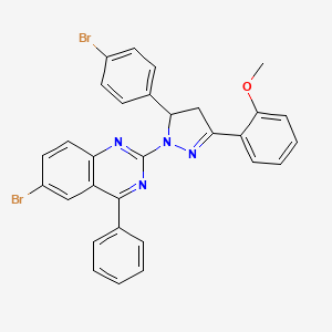 molecular formula C30H22Br2N4O B2357528 6-bromo-2-(5-(4-bromophenyl)-3-(2-methoxyphenyl)-4,5-dihydro-1H-pyrazol-1-yl)-4-phenylquinazoline CAS No. 392321-64-1
