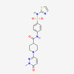 molecular formula C20H22N6O4S2 B2357530 1-(1-甲基-6-氧代-1,6-二氢吡啶嗪-3-基)-N-(4-(N-(噻唑-2-基)磺酰基)苯基)哌啶-4-甲酰胺 CAS No. 1421477-41-9