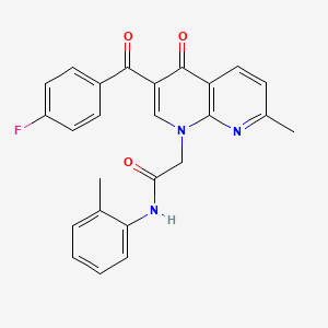 molecular formula C25H20FN3O3 B2357531 2-(3-(4-fluorobenzoyl)-7-methyl-4-oxo-1,8-naphthyridin-1(4H)-yl)-N-(o-tolyl)acetamide CAS No. 894914-54-6