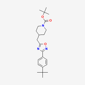 molecular formula C23H33N3O3 B2357537 Tert-butyl 4-{[3-(4-tert-butylphenyl)-1,2,4-oxadiazol-5-yl]methyl}piperidine-1-carboxylate CAS No. 1993139-18-6