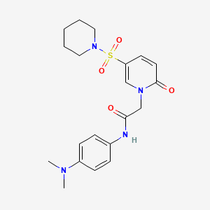 molecular formula C20H26N4O4S B2357541 N-[4-(dimethylamino)phenyl]-2-[2-oxo-5-(piperidin-1-ylsulfonyl)pyridin-1(2H)-yl]acetamide CAS No. 1251685-05-8