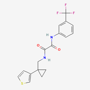 molecular formula C17H15F3N2O2S B2357545 N-[(1-Thiophen-3-ylcyclopropyl)methyl]-N'-[3-(trifluoromethyl)phenyl]oxamide CAS No. 2415512-57-9