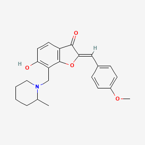 molecular formula C23H25NO4 B2357546 (Z)-6-hydroxy-2-(4-methoxybenzylidene)-7-((2-methylpiperidin-1-yl)methyl)benzofuran-3(2H)-one CAS No. 869077-91-8