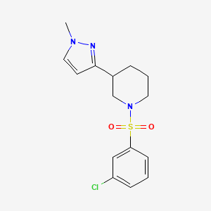 molecular formula C15H18ClN3O2S B2357549 1-((3-chlorophenyl)sulfonyl)-3-(1-methyl-1H-pyrazol-3-yl)piperidine CAS No. 2176270-03-2
