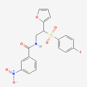 N-[2-[(4-fluorophenyl)sulfonyl]-2-(2-furyl)ethyl]-3-nitrobenzamide