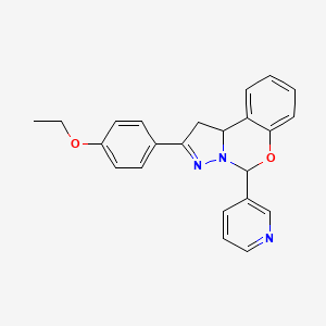 molecular formula C23H21N3O2 B2357558 2-(4-ethoxyphenyl)-5-(pyridin-3-yl)-5,10b-dihydro-1H-benzo[e]pyrazolo[1,5-c][1,3]oxazine CAS No. 899984-48-6