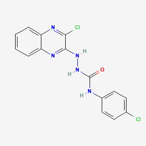 molecular formula C15H11Cl2N5O B2357576 N-(4-chlorophenyl)-2-(3-chloro-2-quinoxalinyl)-1-hydrazinecarboxamide CAS No. 303148-31-4
