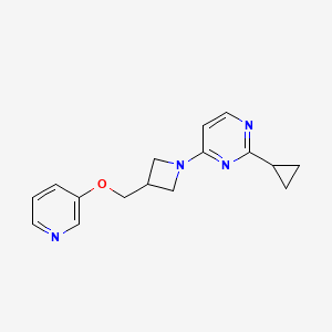 molecular formula C16H18N4O B2357583 2-Cyclopropyl-4-[3-(pyridin-3-yloxymethyl)azetidin-1-yl]pyrimidine CAS No. 2380088-92-4