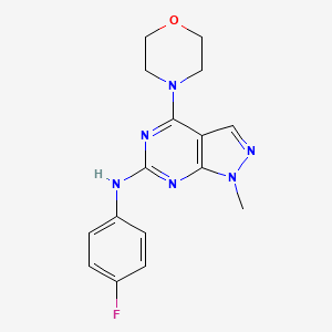 molecular formula C16H17FN6O B2357591 N-(4-fluorophenyl)-1-methyl-4-morpholin-4-ylpyrazolo[3,4-d]pyrimidin-6-amine CAS No. 896009-13-5