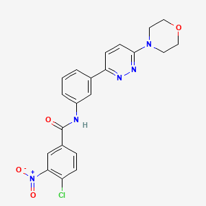 molecular formula C21H18ClN5O4 B2357594 4-氯-N-(3-(6-吗啉并吡嗪-3-基)苯基)-3-硝基苯甲酰胺 CAS No. 899745-41-6