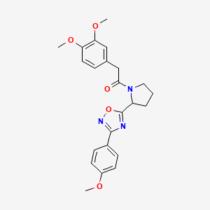 molecular formula C23H25N3O5 B2357595 5-{1-[(3,4-Dimethoxyphenyl)acetyl]pyrrolidin-2-yl}-3-(4-methoxyphenyl)-1,2,4-oxadiazole CAS No. 1788628-87-4
