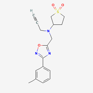 molecular formula C17H19N3O3S B2357598 3-({[3-(3-Methylphenyl)-1,2,4-oxadiazol-5-yl]methyl}(prop-2-yn-1-yl)amino)-1lambda6-thiolane-1,1-dione CAS No. 1281048-78-9