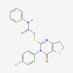 2-[[3-(4-chlorophenyl)-4-oxo-6,7-dihydrothieno[3,2-d]pyrimidin-2-yl]sulfanyl]-N-phenylacetamide