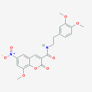 molecular formula C21H20N2O8 B2357607 N-[2-(3,4-dimethoxyphenyl)ethyl]-8-methoxy-6-nitro-2-oxo-2H-chromene-3-carboxamide CAS No. 838814-65-6