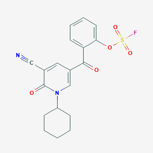 molecular formula C19H17FN2O5S B2357615 3-Cyano-1-cyclohexyl-5-(2-fluorosulfonyloxybenzoyl)-2-oxopyridine CAS No. 2411292-78-7