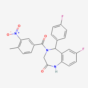 molecular formula C23H17F2N3O4 B2357621 7-fluoro-5-(4-fluorophenyl)-4-(4-methyl-3-nitrobenzoyl)-3,5-dihydro-1H-1,4-benzodiazepin-2-one CAS No. 533888-60-7