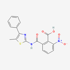 molecular formula C18H13N3O5S B2357623 Acide 2-[(5-méthyl-4-phényl-1,3-thiazol-2-yl)carbamoyl]-6-nitrobenzoïque CAS No. 325806-95-9