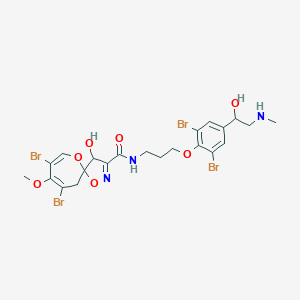 molecular formula C22H25Br4N3O7 B235763 1,6-Dioxa-2-azaspiro(4.6)undeca-2,7,9-triene-3-carboxamide, 8,10-dibromo-N-(3-(2,6-dibromo-4-(1-hydroxy-2-(methylamino)ethyl)phenoxy)propyl)-4-hydroxy-9-methoxy- CAS No. 142449-78-3