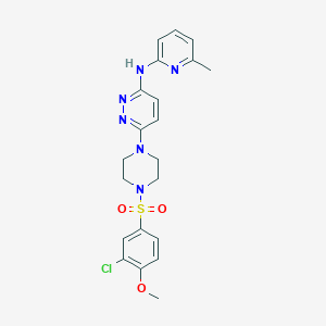 molecular formula C21H23ClN6O3S B2357631 6-(4-((3-chloro-4-methoxyphenyl)sulfonyl)piperazin-1-yl)-N-(6-methylpyridin-2-yl)pyridazin-3-amine CAS No. 1219845-13-2
