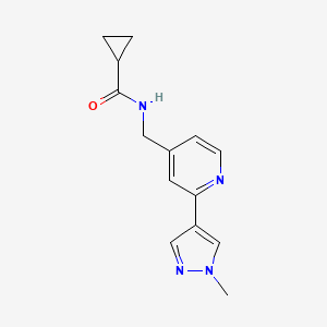 molecular formula C14H16N4O B2357636 N-((2-(1-methyl-1H-pyrazol-4-yl)pyridin-4-yl)methyl)cyclopropanecarboxamide CAS No. 2309308-79-8
